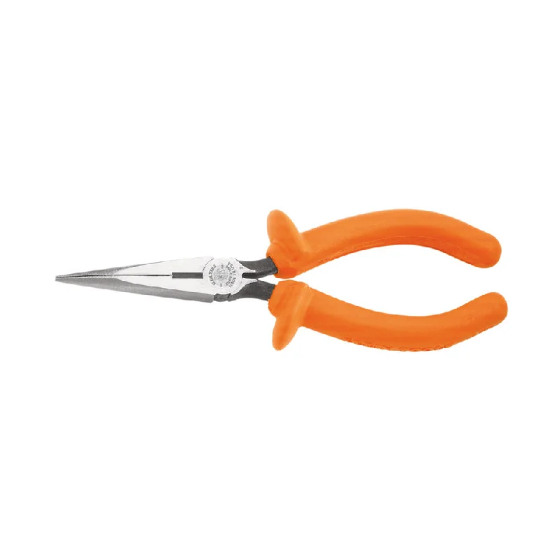 Pliers with rotating jaws for precise angle adjustments-Klein Tools D203-7-INS Pliers, Long Nose Side-Cutters, Insulated, 7"