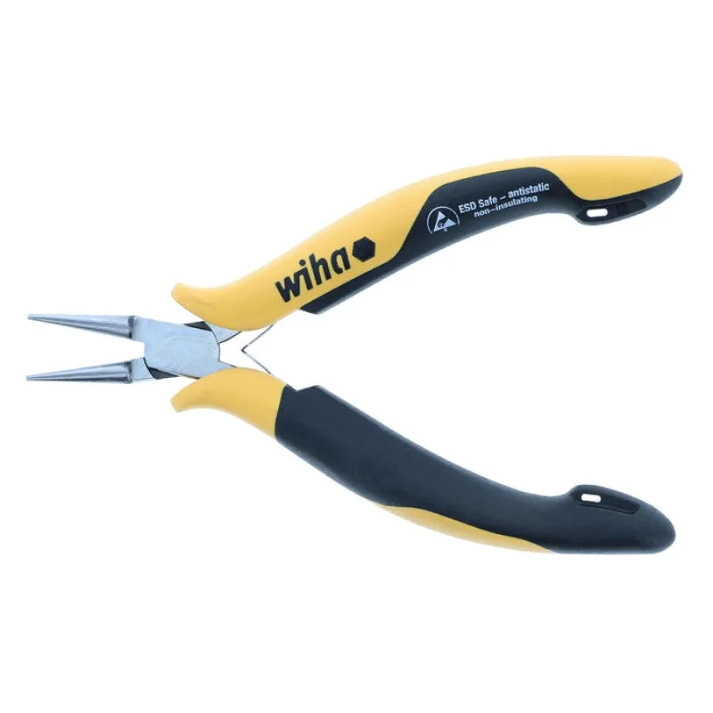 Precision cutting pliers for fine wires and cables-Wiha Tools 32750 ESD Safe Short Round Nose Pliers