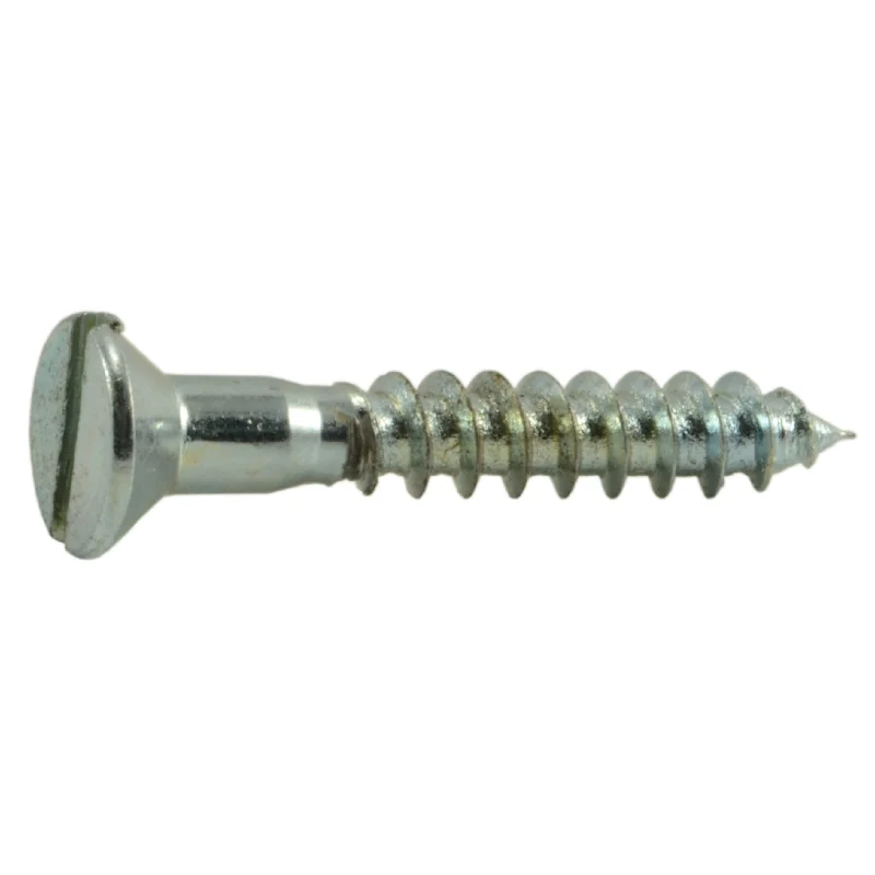 Screws for fitting heavy-duty machinery components-#4 x 3/4" Zinc Plated Steel Slotted Flat Head Wood Screws (96 pcs.)