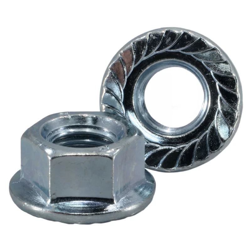 Locking nuts for automotive repairs-14mm-2.0 Zinc Plated Class 8 Steel Coarse Thread Serrated Flange Nuts (5 pcs.)