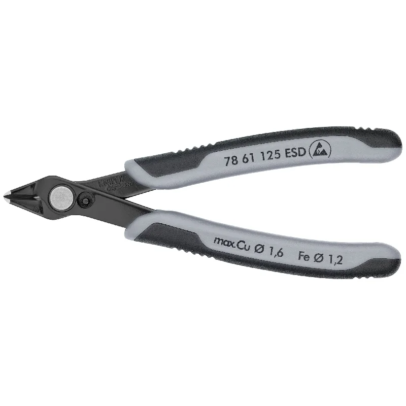 Pliers with wide jaw opening for large materials-Knipex 78 61 125 ESD 5" Electronics Super Knips®-ESD Handles