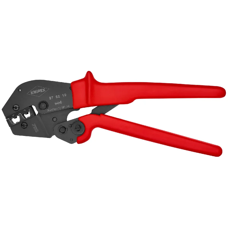 Pliers with cushioned grips for improved control-Knipex 97 52 19 10" Crimping Pliers For Insulated and Non-Insulated Wire Ferrules