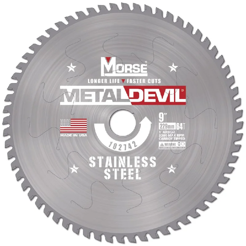 Laser-cut saw blades for smooth finishes-MK Morse CSM964FSSC 9" 64T SS Circular Saw Blade