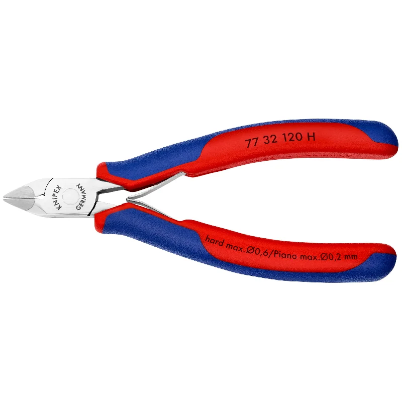 Pliers for cutting rebar and other tough metals-Knipex 77 32 120 H 4 3/4" Electronics Diagonal Cutters-Carbide Metal Cutting Edges