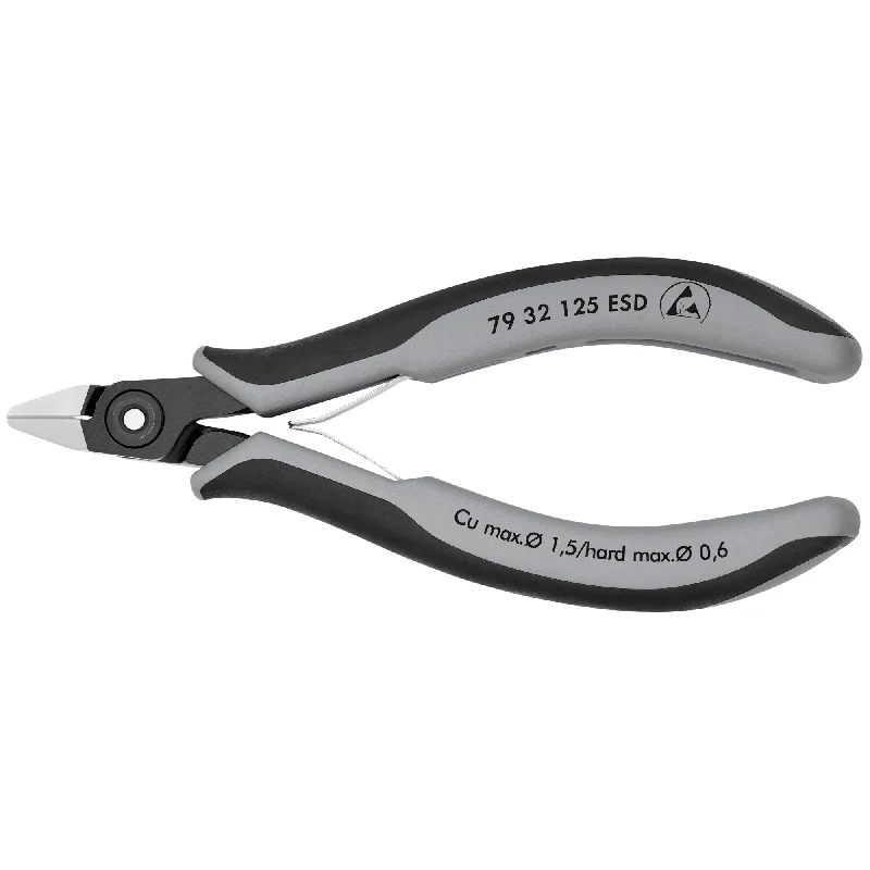 Strong jaw pliers for gripping and holding materials-Knipex 79 32 125 ESD 5" Electronics Diagonal Cutters-ESD Handles