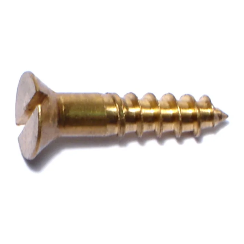 Drywall screws for interior wall projects-#12 x 1" Brass Slotted Flat Head Wood Screws