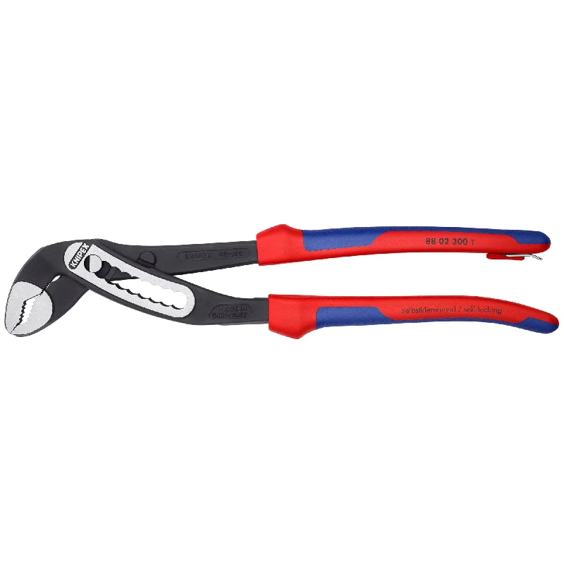 Precision cutting pliers for fine wires and cables-Knipex 88 02 300 T BKA 12" Alligator® Water Pump Pliers-Tethered Attachment