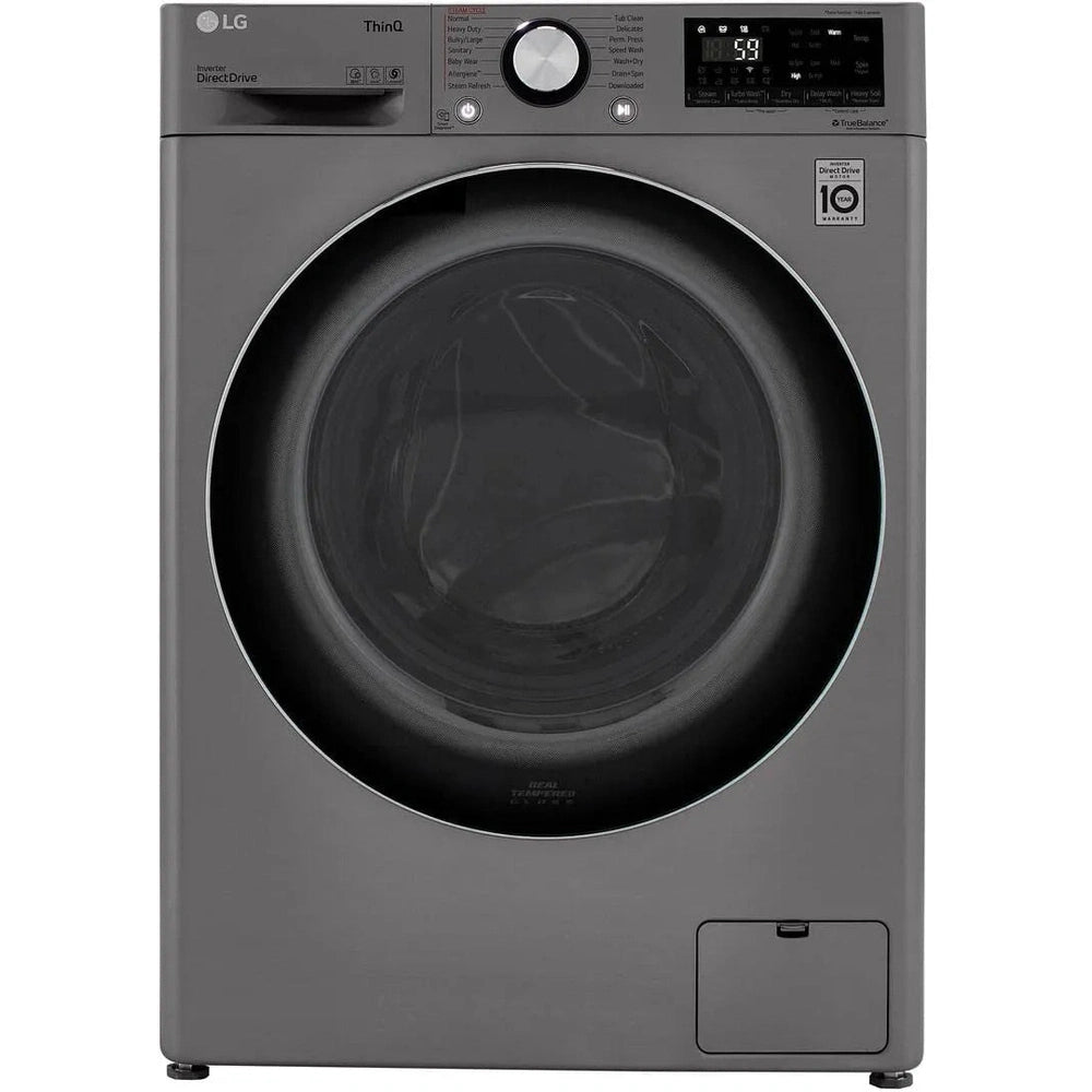 Washers for bolt and nut assemblies-LG 4.5 Cu. Ft. Stackable SMART Front Load Washer in Black Steel with Steam and TurboWash360 WM4000HBA