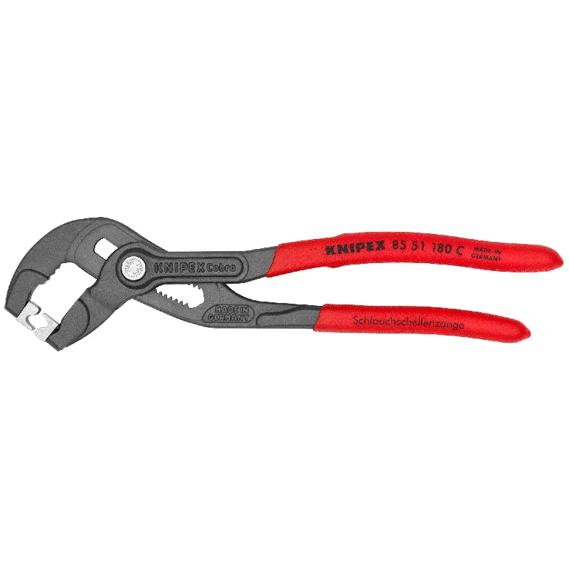 High-leverage pliers for extra gripping power-Knipex 85 51 180 C 7 1/4" Hose Clamp Pliers for Click Clamps