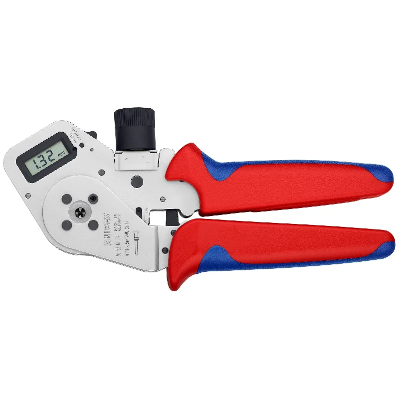 Smooth-grip pliers for non-marring work on soft materials-Knipex 97 52 63 DG 10 1/4" Digital Crimping Pliers - Four-Mandrel For Turned Contacts