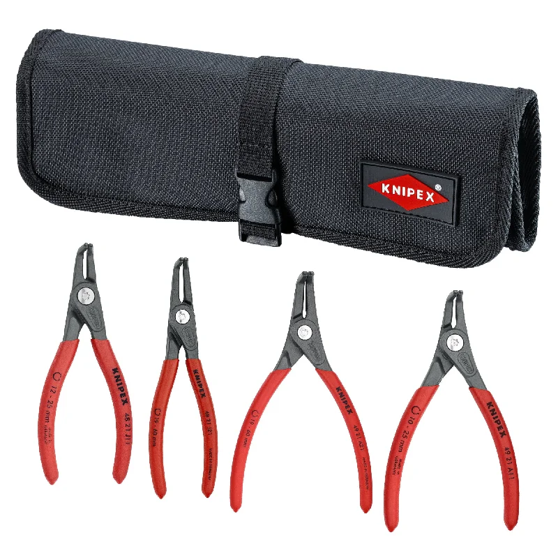 Lightweight pliers for effortless long-term use-Knipex 9K 00 80 20 US 4 Pc Angled Precision Snap Ring Pliers Set In Tool Roll