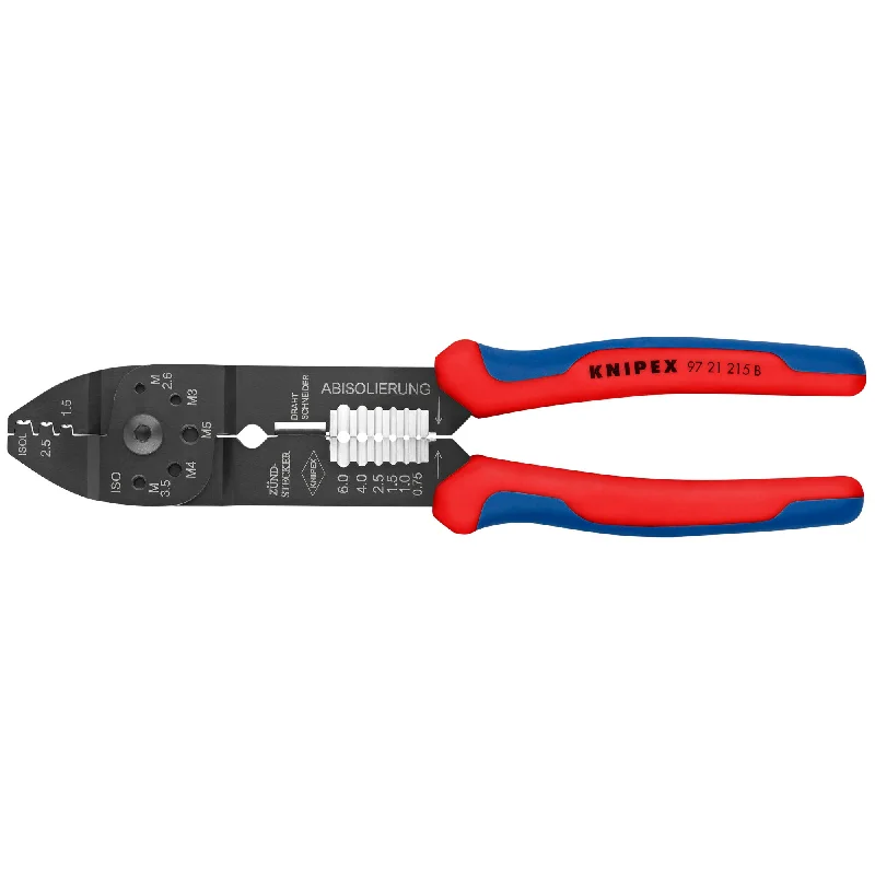 Precision flat nose pliers for straight-edge gripping-Knipex 97 21 215 B 9" Crimping Pliers