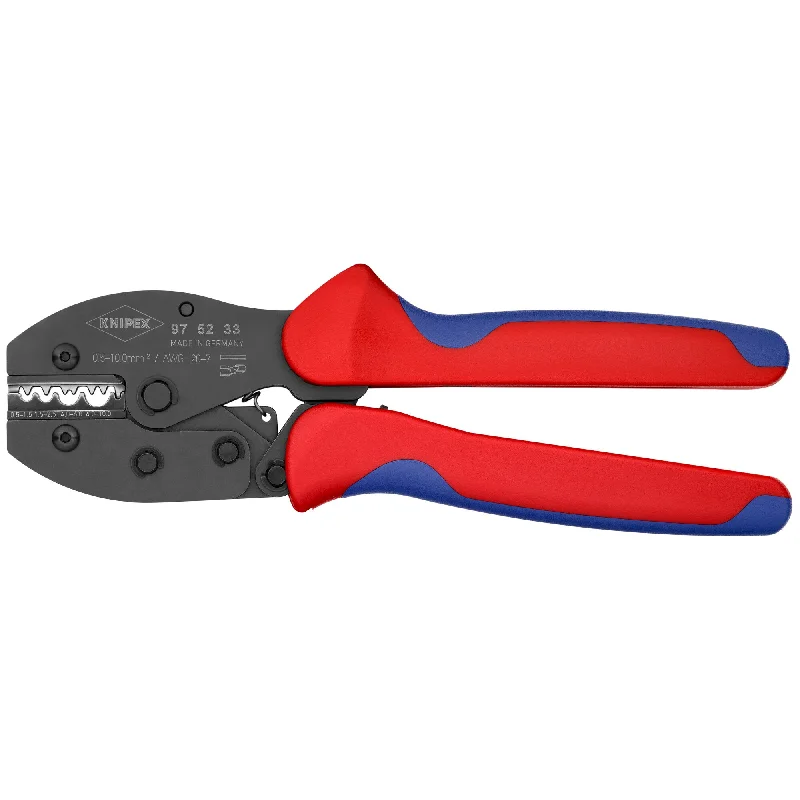 Pliers for cutting thick wire and cables-Knipex 97 52 33 8 1/2" Crimping Pliers For Non-insulated Crimp Terminals, Tube and Compression Cable Lugs