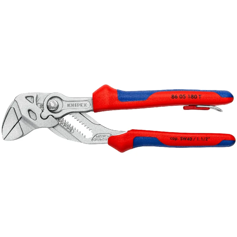 Industrial-grade pliers for factory and warehouse use-Knipex 86 05 180 T BKA 7 1/4" Pliers Wrench-Tethered Attachment