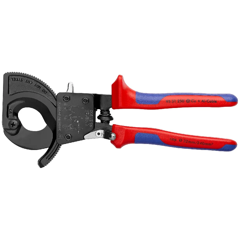 Professional-grade pliers for industrial use-Knipex 95 31 250 SBA 10" Ratcheting Cable Cutters