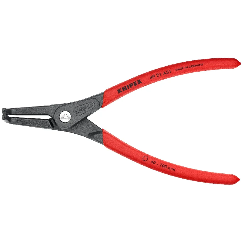 Pliers for precise crimping of electrical connectors-Knipex 49 21 A31 8 1/4" External 90° Angled Precision Snap Ring Pliers