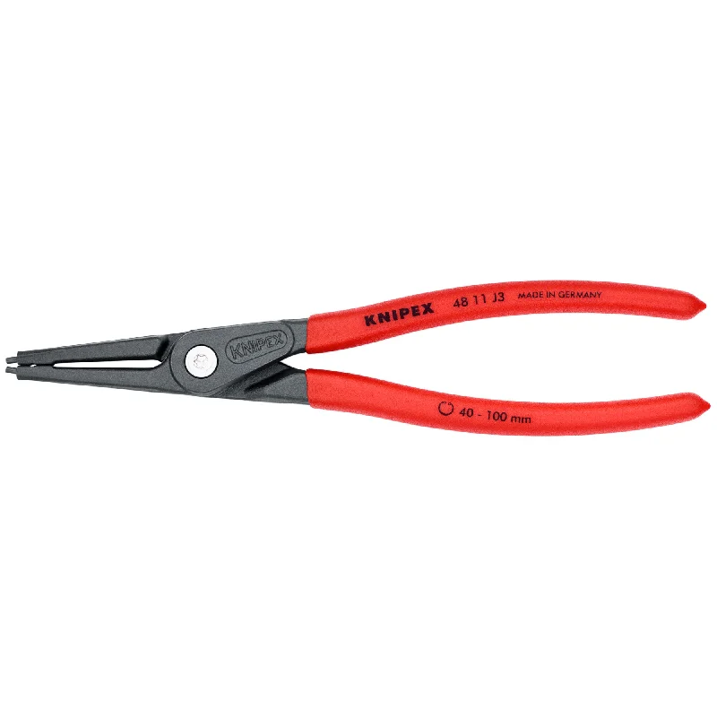 Pliers with wire-cutting features for efficiency-Knipex 48 11 J3 SBA 9" Internal Precision Snap Ring Pliers