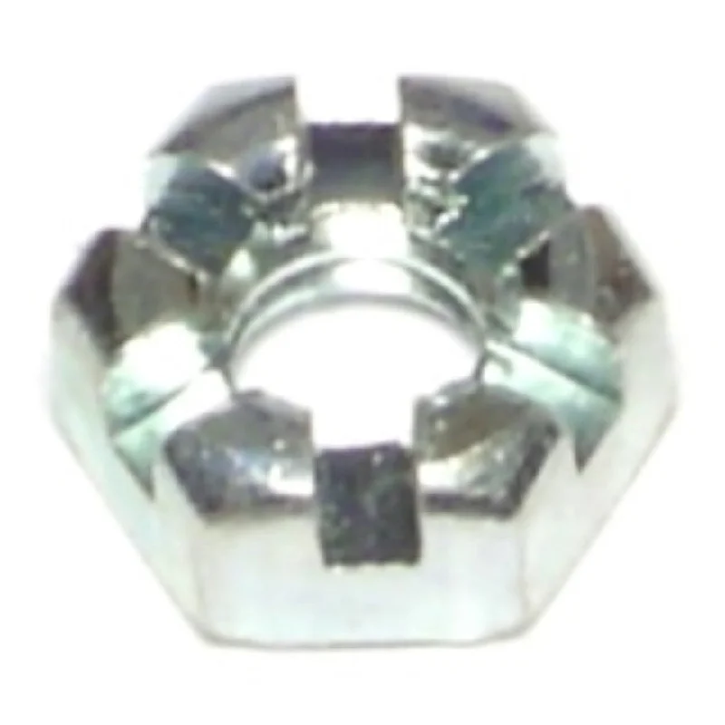 Flanged nuts for increased bearing area-1/4"-20 Zinc Plated Steel Coarse Thread Slotted Hex Nuts