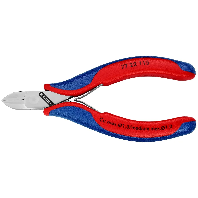 Durable, sharp pliers for cutting fasteners and wire-Knipex 77 22 115 4 1/2" Electronics Diagonal Cutters