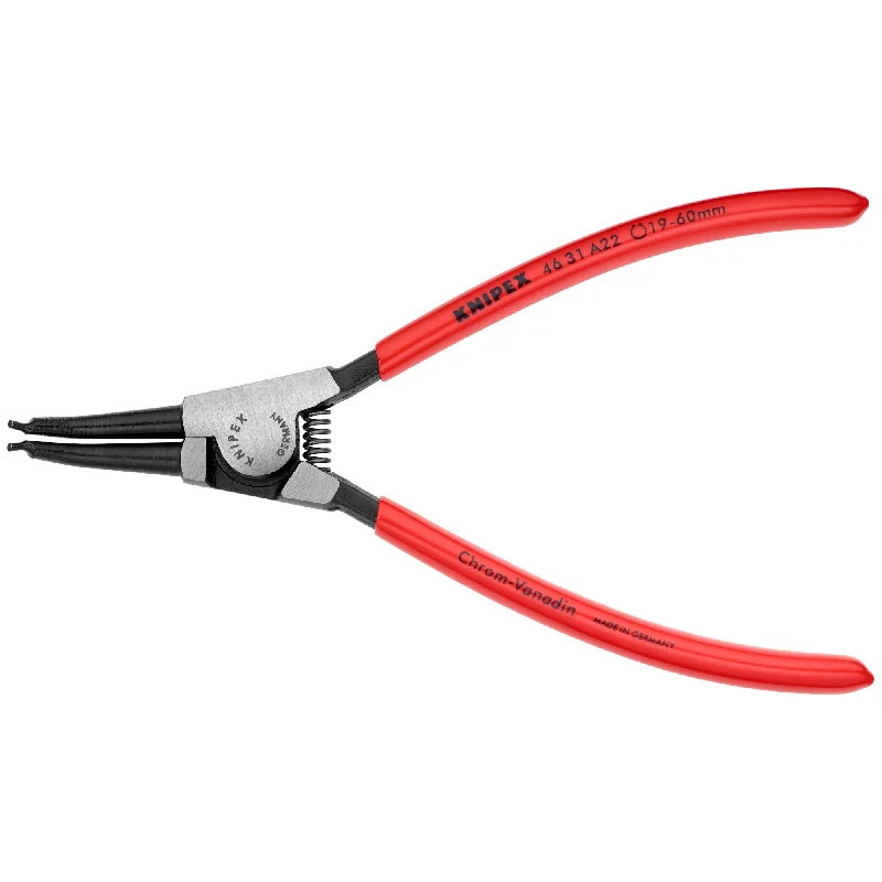 Strong pliers for heavy-duty industrial use-Knipex 46 31 A22 7 1/4" External 45° Angled Snap Ring Pliers-Forged Tips