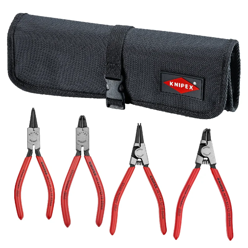 Pliers for cutting copper and aluminum wire-Knipex 9K 00 19 52 US 4 Pc Snap Ring Set In Tool Roll-Straight and 90 Degree