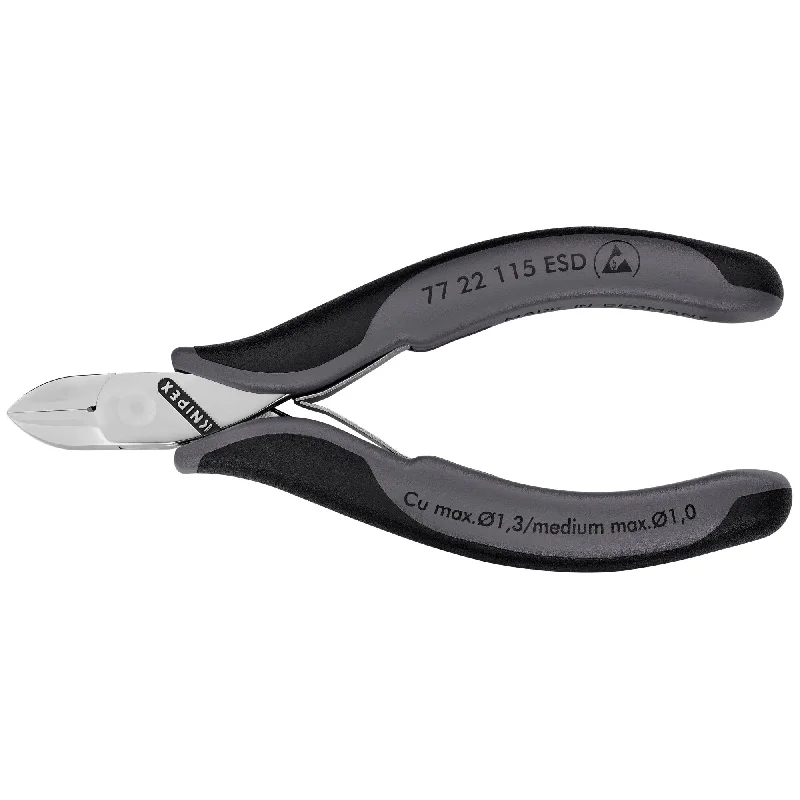 Heavy-duty crimping pliers for thick cables and wires-Knipex 77 22 115 ESD 4 1/2" Electronics Diagonal Cutters-ESD Handles