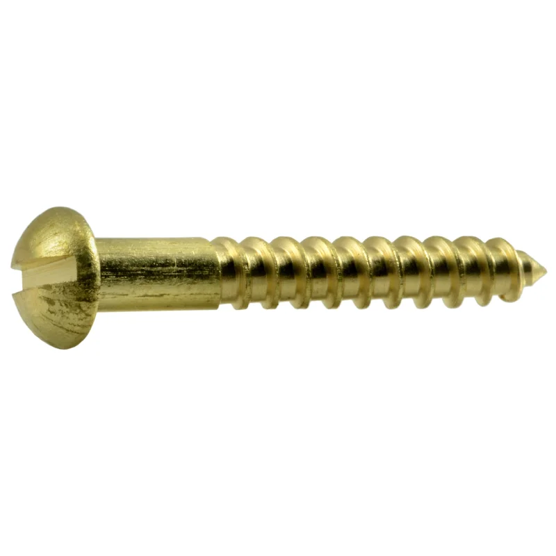 Low-profile screws for compact installations-#6 x 1" Brass Slotted Round Head Wood Screws (24 pcs.)