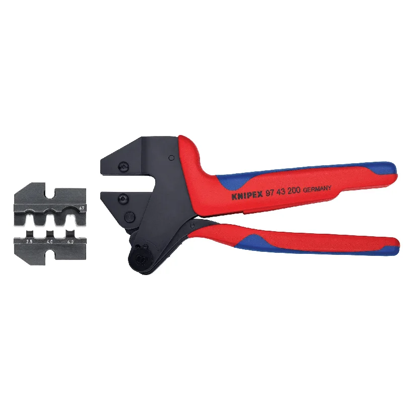 Professional-grade pliers for construction work-Knipex 9K 00 80 64 US 10 1/2" Crimp System Pliers (97 43 200) and Crimp Die: Solar Connectors Suncon (Hirschmann): 2.5/4.0/6.0 10/11 (97 49 67) Packaged In A Protective Plastic Case