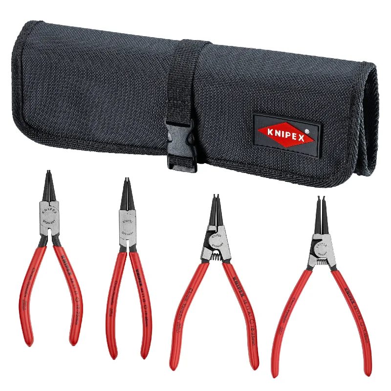 Pliers with anti-corrosion coating for long-lasting durability-Knipex 9K 00 19 51 US 4 Pc Snap Ring Set In Tool Roll