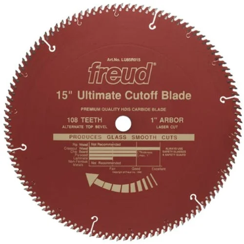 TCT saw blades for fast metal cutting-Freud LU85R015 15x108 atb red teflon blade