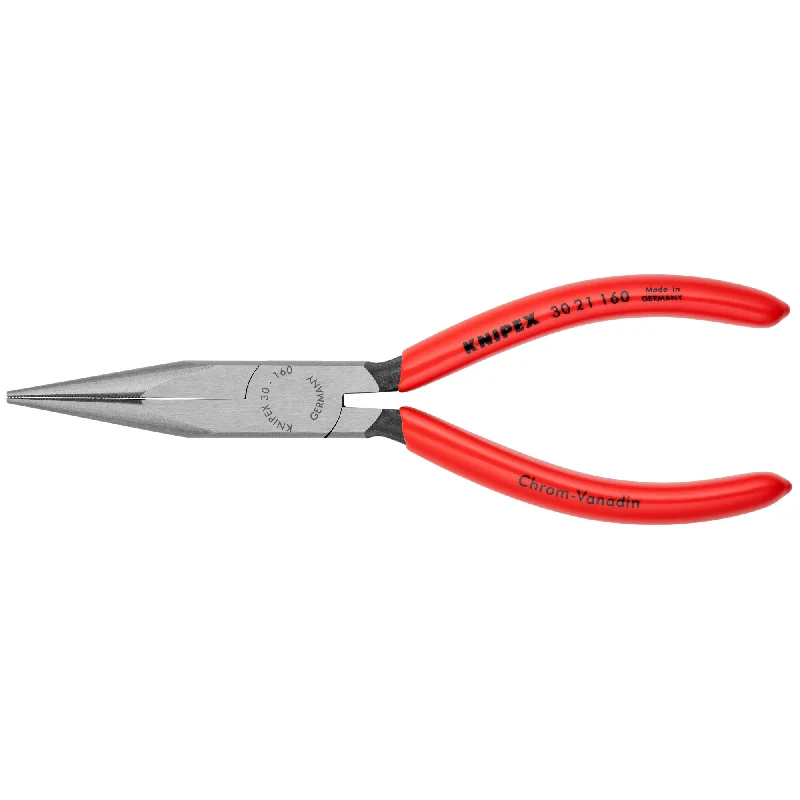 Pliers for wire bending and twisting in construction-Knipex 30 21 160 6 1/4" Long Nose Pliers-Half Round Tips