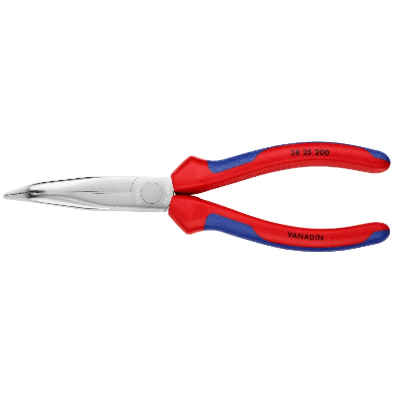 Pliers with built-in wire crimping capabilities-Knipex 38 25 200 8" Long Nose 40° Angled Pliers without Cutter