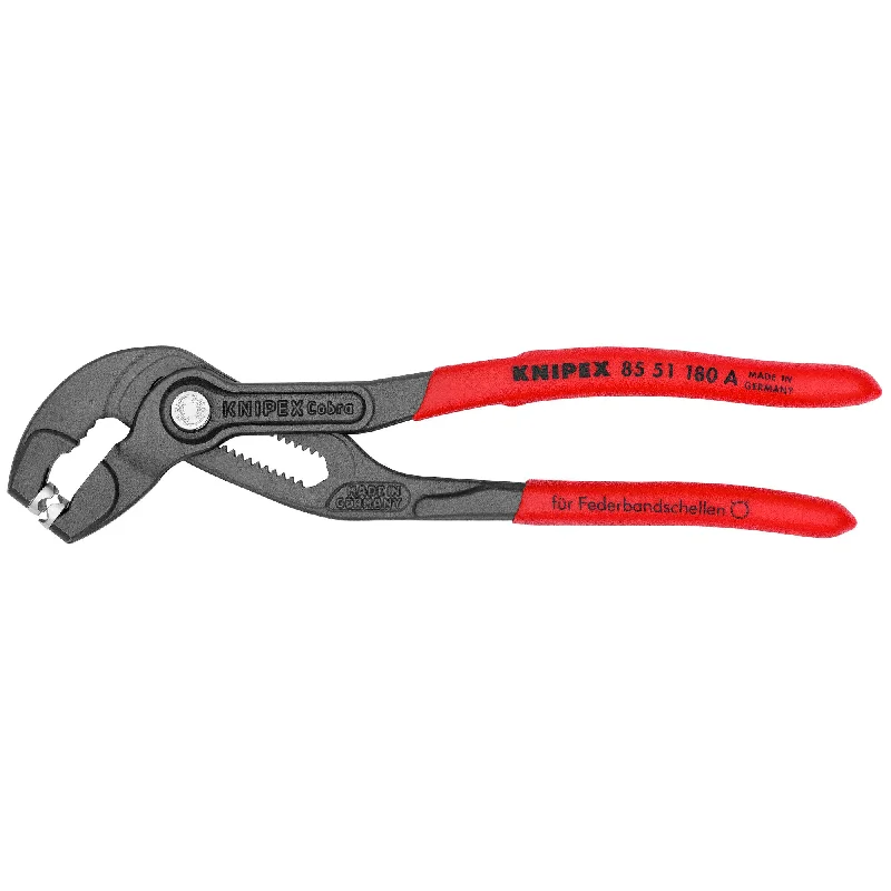 Pliers with built-in wire crimping capabilities-Knipex 85 51 180 A 7 1/4" Spring Hose Clamp Pliers