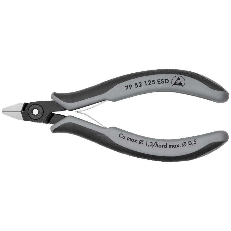 Precision flat nose pliers for straight-edge gripping-Knipex 79 52 125 ESD 5" Electronics Diagonal Cutters-ESD Handles