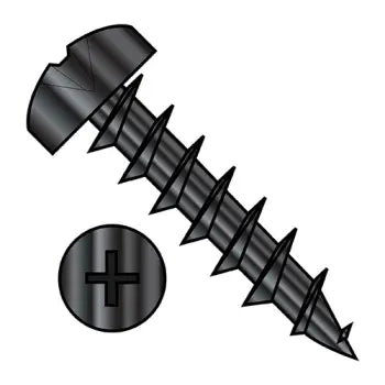 Weatherproof screws for exterior use-6-13 x 1/2 Phillips Pan Deep Thread Wood Screw Fully Threaded Black Oxide and Oil