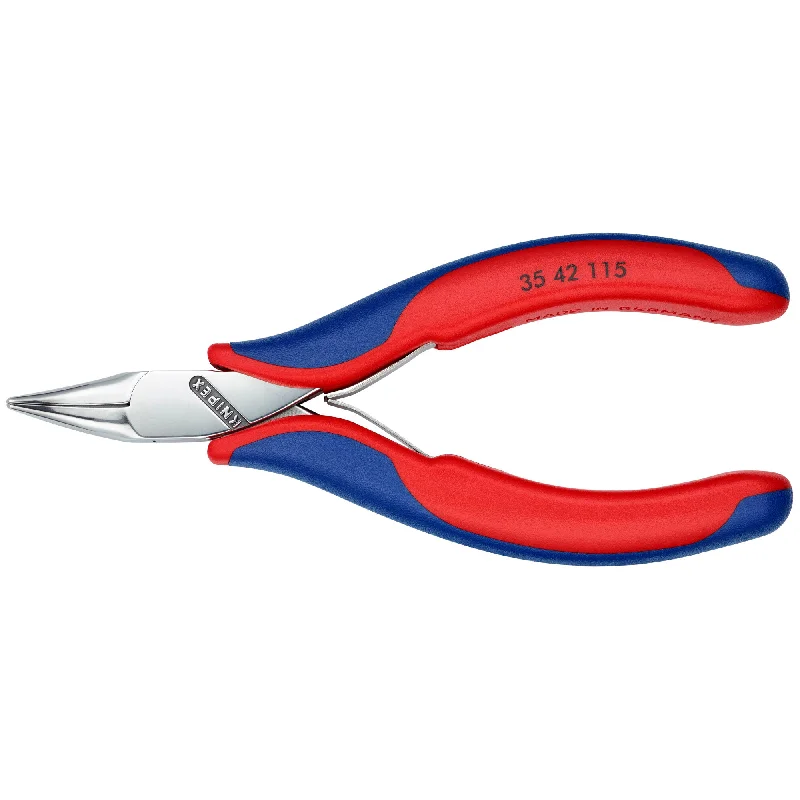 Pliers with cutting and gripping functions for convenience-Knipex 35 42 115 4 1/2" Electronics 45° Angled Pliers-Half Round Tips