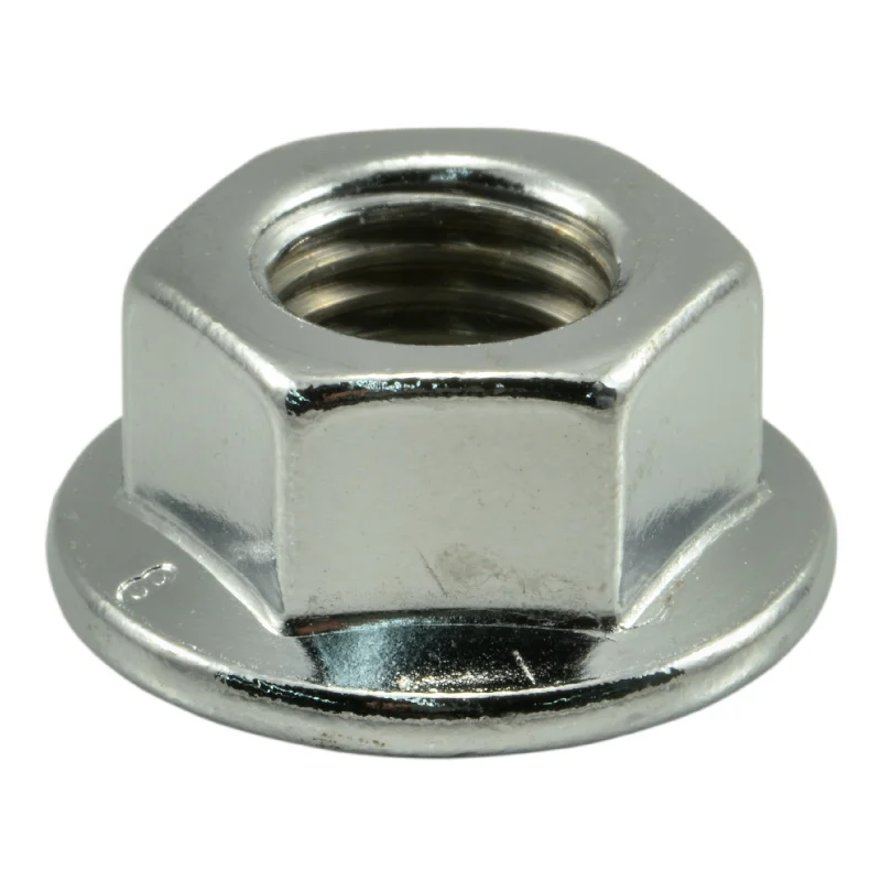 Anti-vibration nuts for secure machinery fastening-10mm-1.25 Chrome Plated Steel Fine Thread Flange Nuts (5 pcs.)