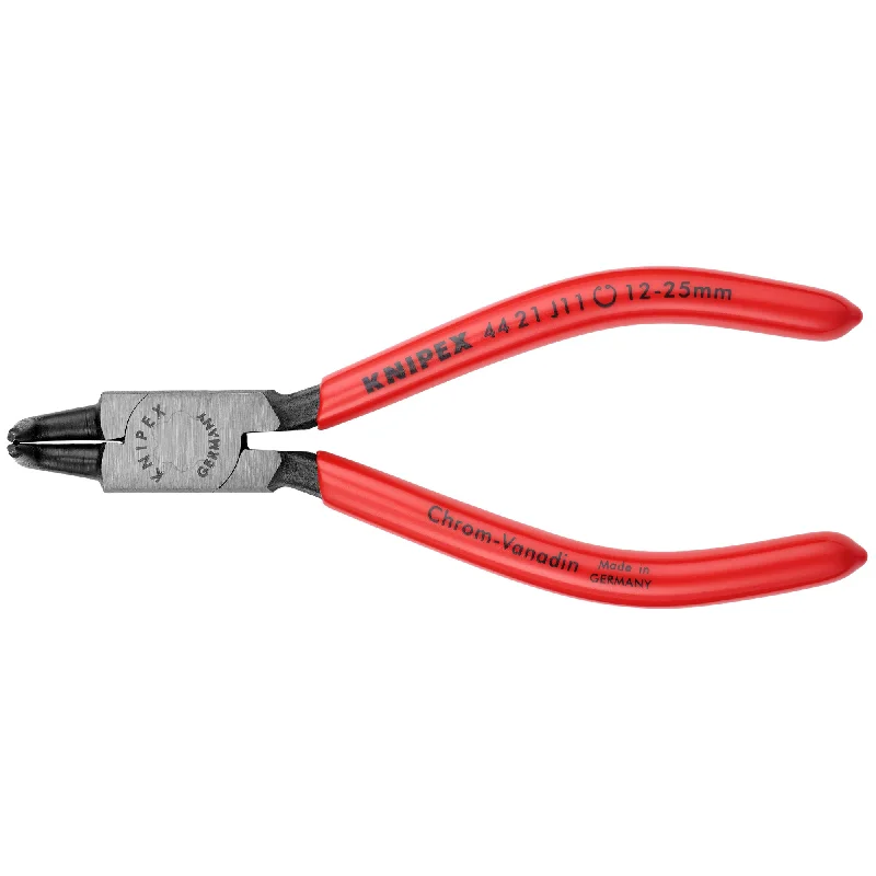 Pliers with non-slip grip for safety-Knipex 44 21 J11 SBA 5 1/8" Internal 90° Angled Snap Ring Pliers-Forged Tips