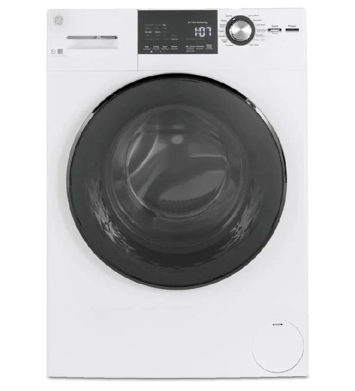 Split washers for secure fastening-GE White Front Load Washer with Steam (2.8 IEC Cu.Ft.) - GFW148SSMWW