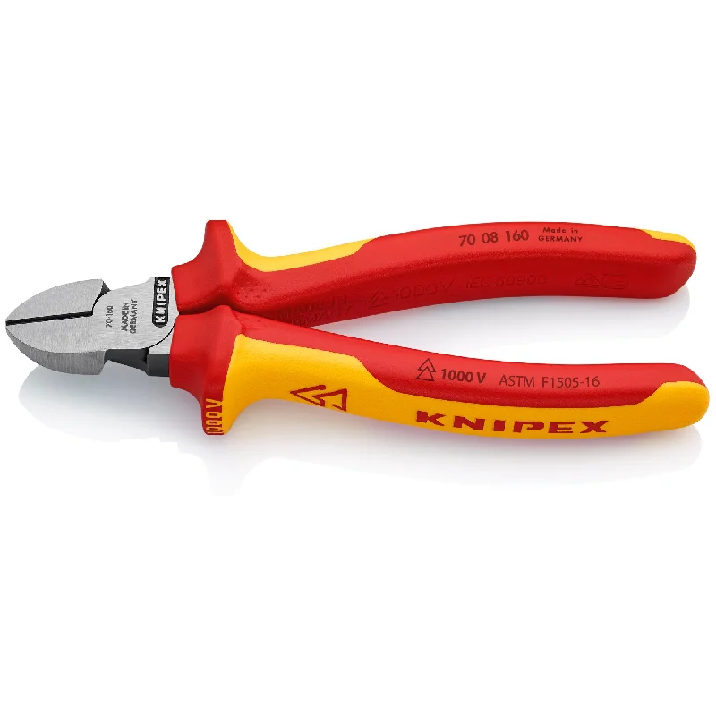 Pliers for cutting copper and aluminum wire-Knipex 70 08 160 SBA 6 1/4" Diagonal Cutters-1000V Insulated