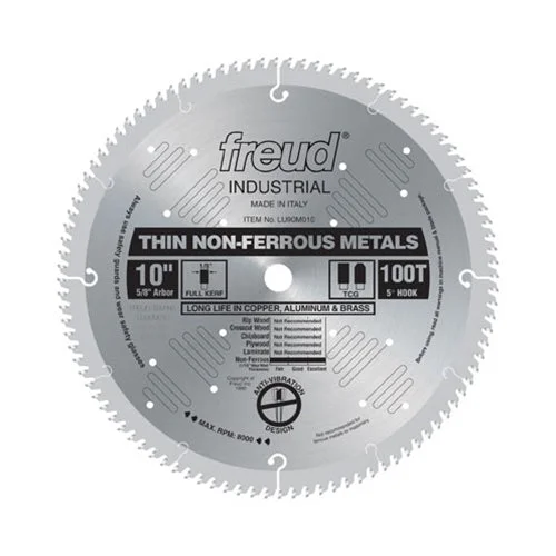 Saw blades for cutting synthetic materials-Freud LU90M010 10 x 100T x 5/8 Industrial Thin Stock Nonferrous Metals Blade