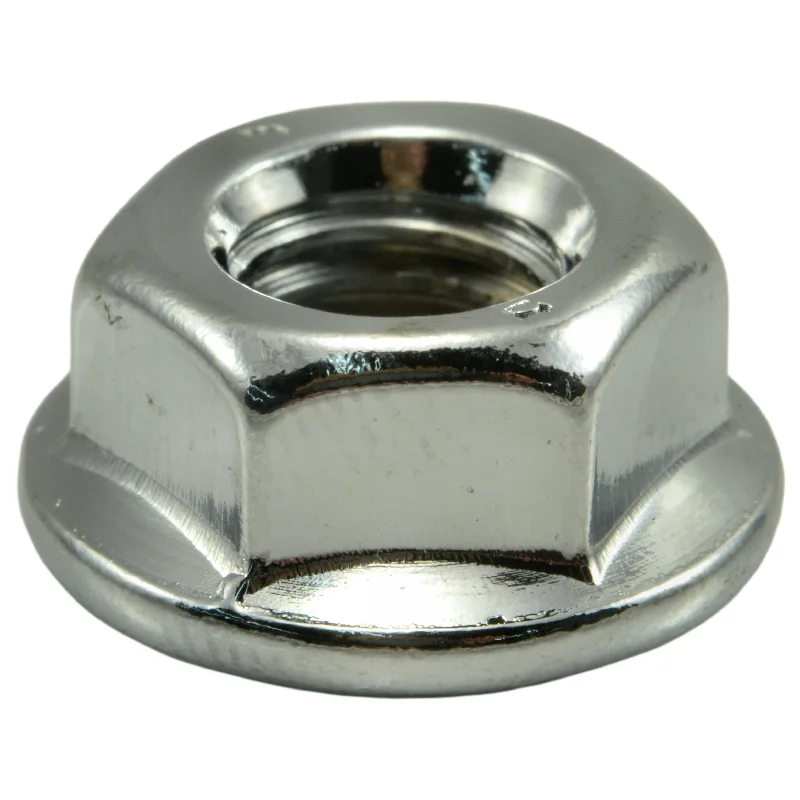 Self-locking nuts for permanent fastening-8mm-1.25 Chrome Plated Steel Coarse Thread Flange Nuts