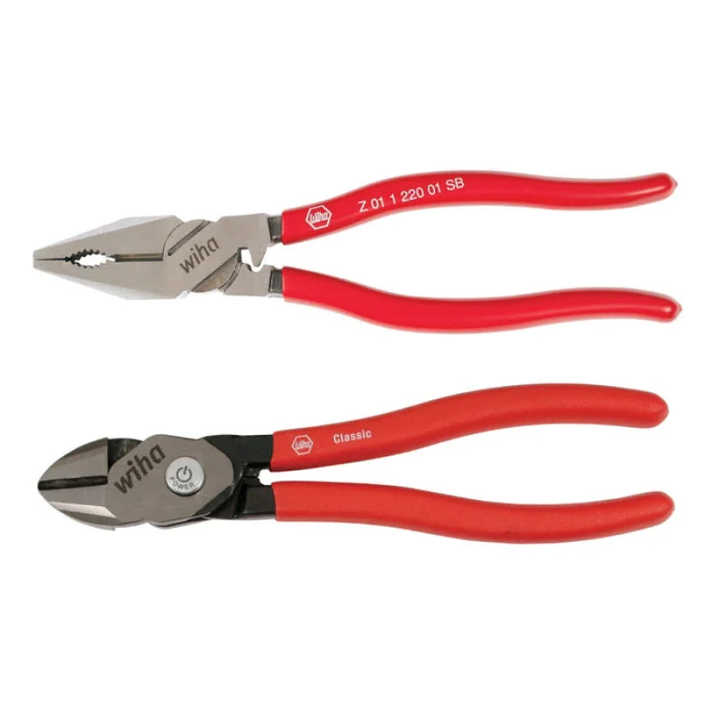 Miniature pliers for delicate tasks and crafts-Wiha Tools 32640 2 Piece Classic Grip Lineman's and BiCut Compound Diagonal Cutters Set