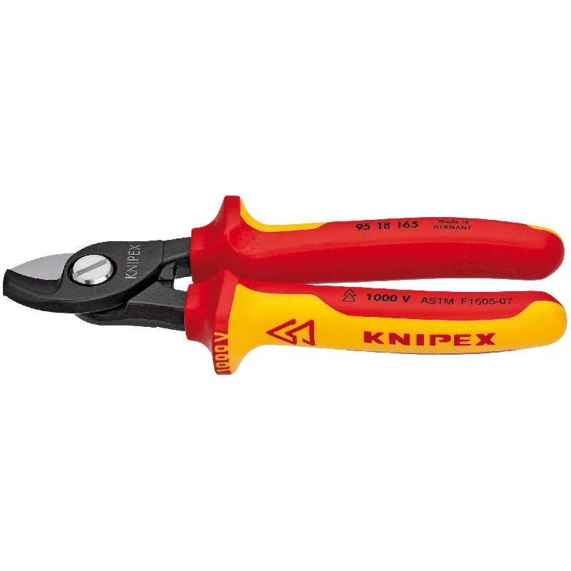 Multi-purpose needle nose pliers for fine work-Knipex 95 18 165 US 6 1/2" Cable Shears-1000V Insulated