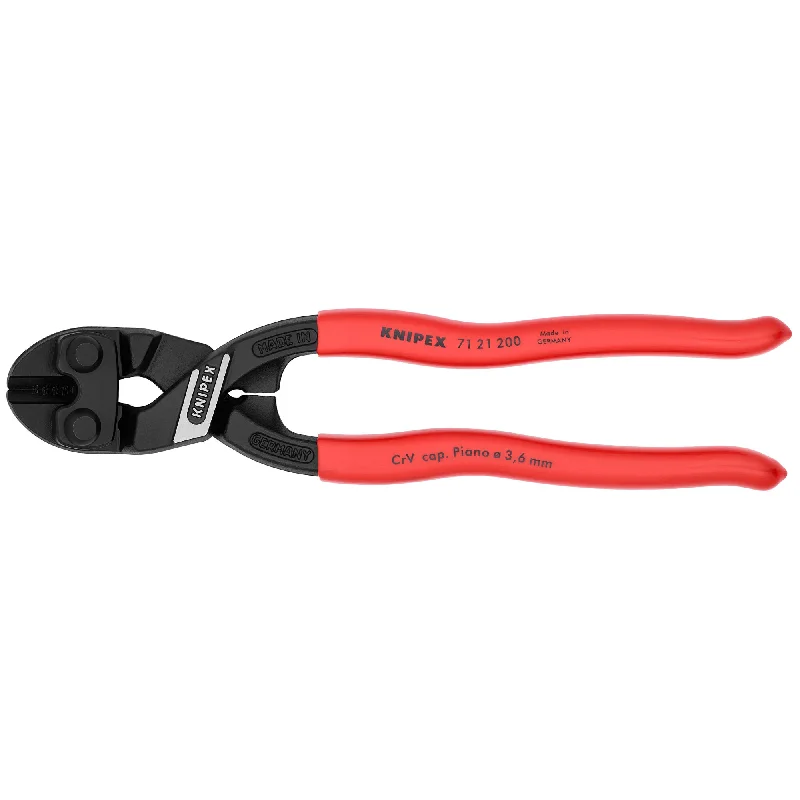 Heavy-duty pliers for mechanics and auto repair shops-Knipex 71 21 200 8" CoBolt® High Leverage 20° Angled Compact Bolt Cutters