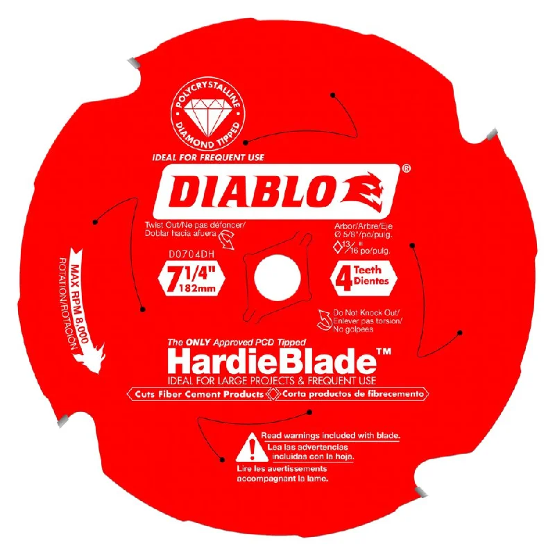 Multi-material saw blades for versatile cutting-Diablo D0704DH 7-1/4" x 4T x 5/8 PCD Tipped Hardie Fiber Cement Saw Blade