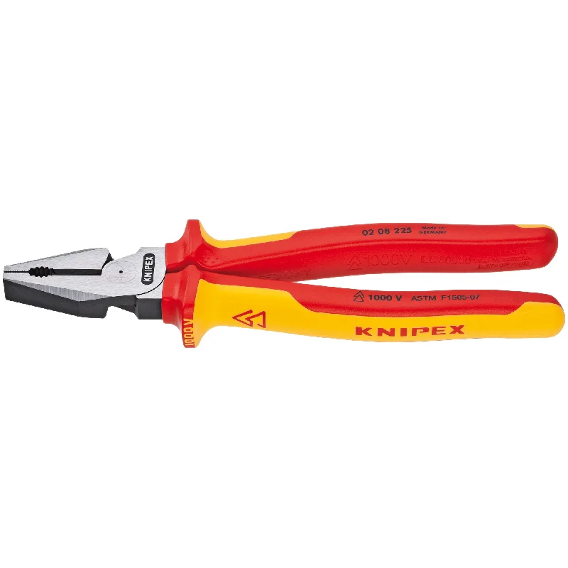 Long nose pliers for precise bending-Knipex 02 08 225 US 9" High Leverage Combination Pliers-1000V Insulated