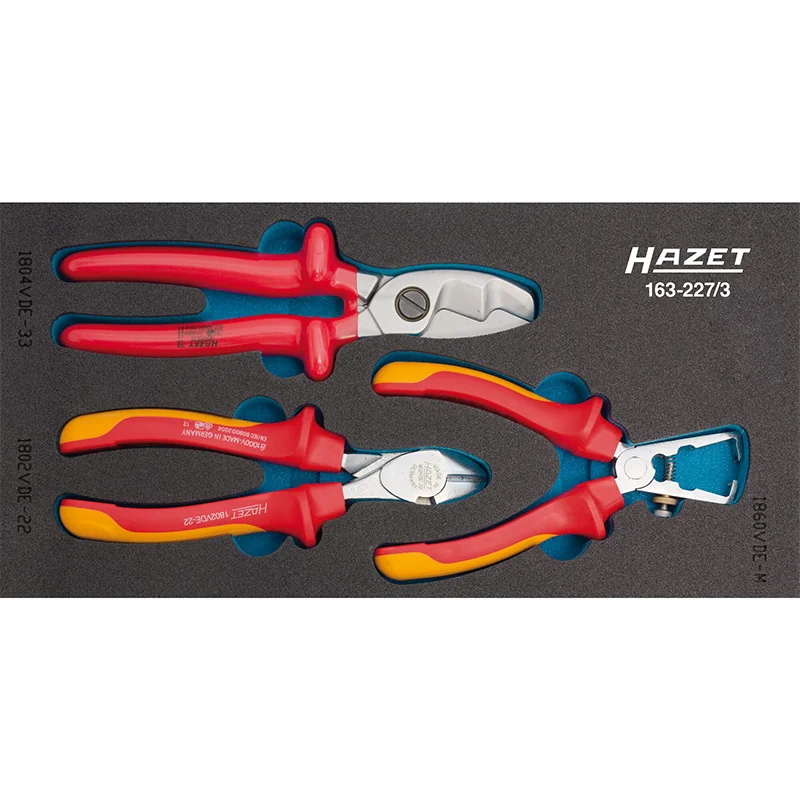 Professional-grade pliers for industrial use-Hazet 163-227/3 Pliers Set with Protective Insulation, 3 Pieces