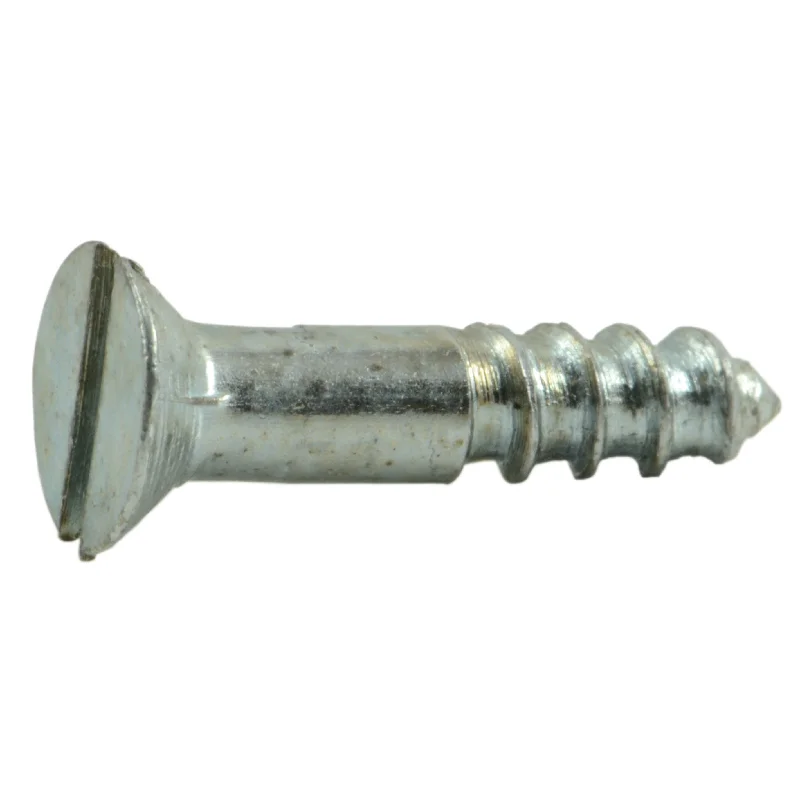 Long screws for deep penetration in thick materials-#4 x 1/2" Zinc Plated Steel Slotted Flat Head Wood Screws (96 pcs.)