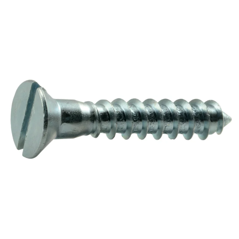 Square drive screws for power tools-#12 x 1-1/4" Zinc Plated Steel Slotted Flat Head Wood Screws